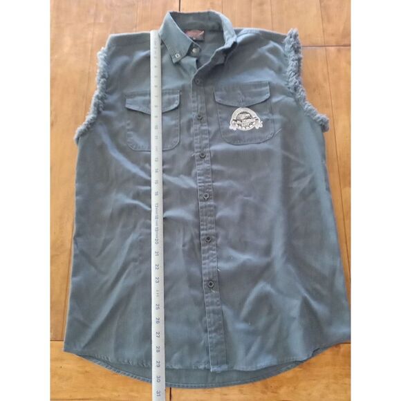 Black Hills Sturgis Motorcycle Rally 77th Black Sleeveless Button Down Mens M - Picture 6 of 7